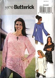 3970 BUTTERICK EASY SHAPED PULLOVER RAGLAN TUNIC TOP PATTERN XS-MEDIUM UNCUT